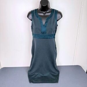 Banana Republic Dress Womens 2 Blue Sleeveless Empire Waist Silk Trim Stretch